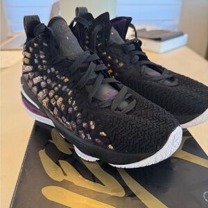 Nike LeBron XVII Kids Black and Purple Sneakers worn once